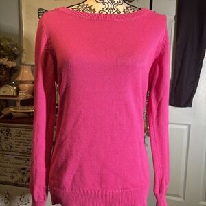 Banana Republic‎ Angora Blend Pink Sweater Sz Medium. Sequined Elbow Patches